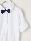Teeny Weeny Long Sleeve Woven Body Suit with Bow tie, White product photo View 02 S