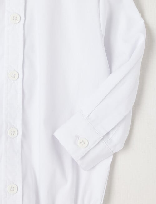 Teeny Weeny Long Sleeve Woven Body Suit with Bow tie, White product photo View 03 L