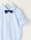 Teeny Weeny All Dressed Up Long Sleeve Chambray Bodysuit With Bowtie, Blue product photo View 02 S