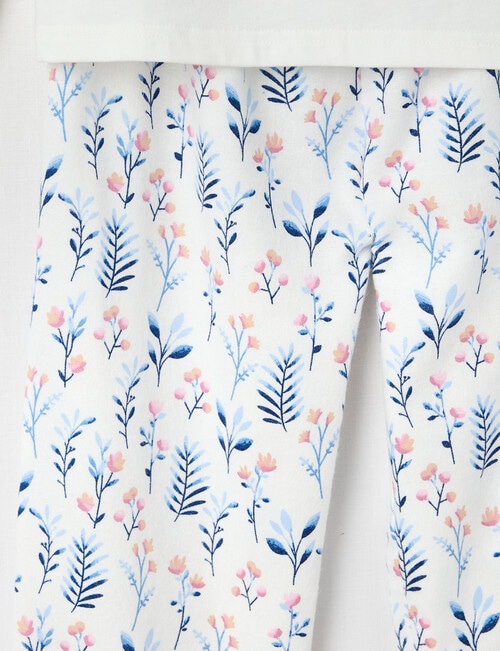 Sleep Mode Floral Bunny Knit & Flannel PJ Set, Vanilla, 2-8 product photo View 02 L