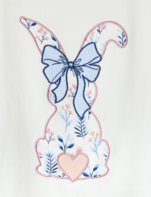 Sleep Mode Floral Bunny Knit & Flannel PJ Set, Vanilla, 2-8 product photo View 03 L