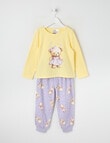 Sleep Mode Teddy Bear Knit & Flannel PJ Set, Yellow & Lilac, 2-8 product photo