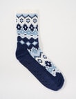 Simon De Winter Fairsle Plush Home 3/4 Crew Socks, Navy product photo