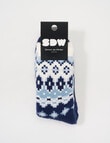 Simon De Winter Fairsle Plush Home 3/4 Crew Socks, Navy product photo View 02 S