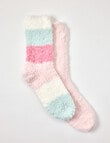 Simon De Winter Fluffy Yarn Home Socks, 2-Pack, Stripe Pink product photo