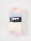 Simon De Winter Fluffy Yarn Stripe Home Socks, 2-Pack, Sky product photo View 02 S
