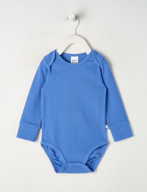 Teeny Weeny Rib Essentials Long-Sleeve Bodysuit, Blue product photo
