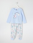 Sleep Mode Unicorn Garden Knit & Flannel PJ Set, Blue, 2-8 product photo
