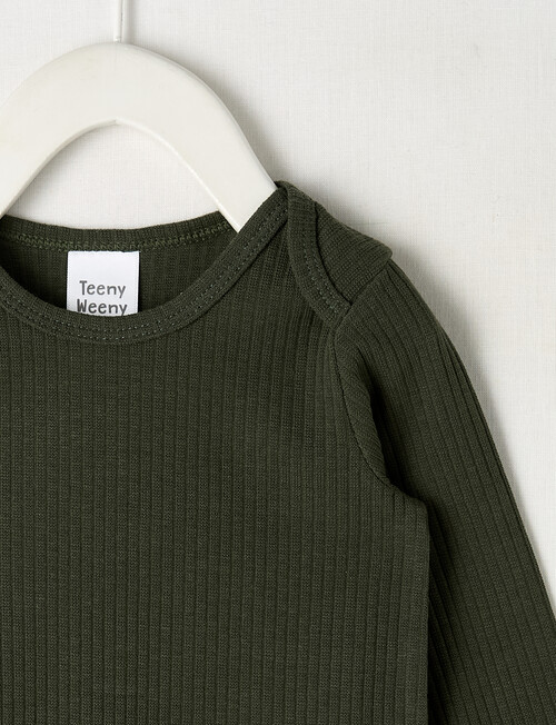 Teeny Weeny Rib Essentials Long-Sleeve Bodysuit, Forest Green product photo View 02 L