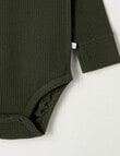 Teeny Weeny Rib Essentials Long-Sleeve Bodysuit, Forest Green product photo View 03 S