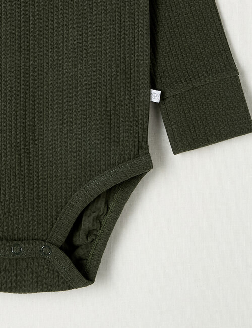Teeny Weeny Rib Essentials Long-Sleeve Bodysuit, Forest Green product photo View 03 L