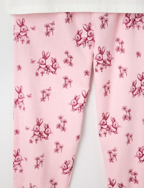 Sleep Mode Pink Bunny Knit & Flannel PJ Set, Pink & Vanilla, 2-8 product photo View 02 L