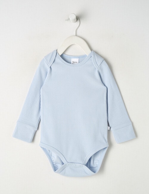 Teeny Weeny Rib Essentials Long-Sleeve Bodysuit, Light Blue product photo