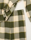 Sleep Squad Buffalo Check Flannel PJ Set, Sea Kelp, 8-16 product photo View 03 S