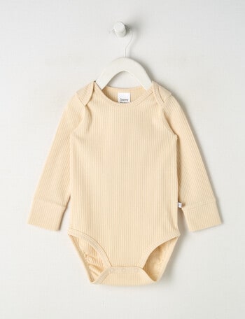 Teeny Weeny Rib Essentials Long-Sleeve Bodysuit, Beige product photo