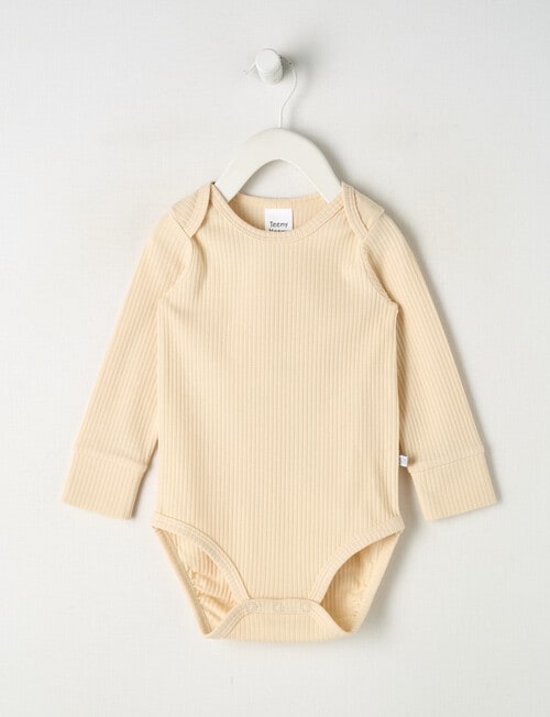 Teeny Weeny Rib Essentials Long-Sleeve Bodysuit, Beige product photo