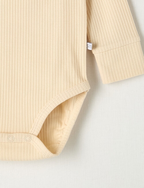 Teeny Weeny Rib Essentials Long-Sleeve Bodysuit, Beige product photo View 03 L