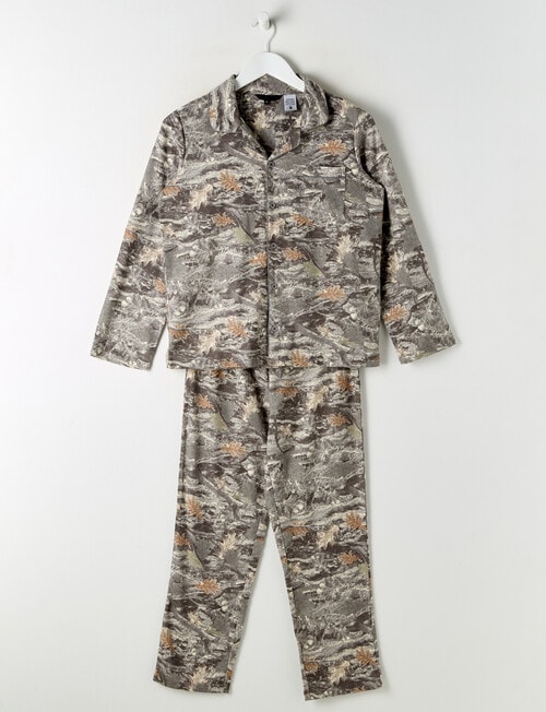Sleep Squad Camouflage Woven Flannel PJ Set, Grey, 8-16 product photo