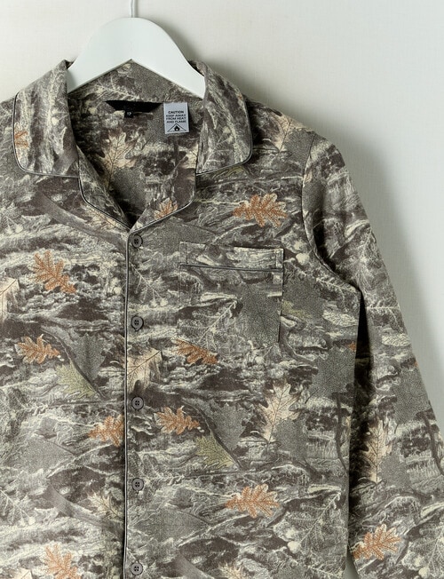 Sleep Squad Camouflage Woven Flannel PJ Set, Grey, 8-16 product photo View 02 L