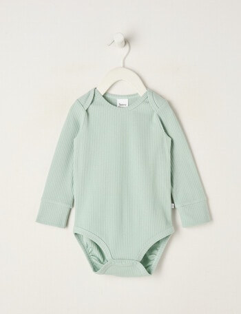 Teeny Weeny Rib Essentials Long-Sleeve Bodysuit, Light Green product photo
