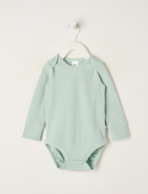 Teeny Weeny Rib Essentials Long-Sleeve Bodysuit, Light Green product photo