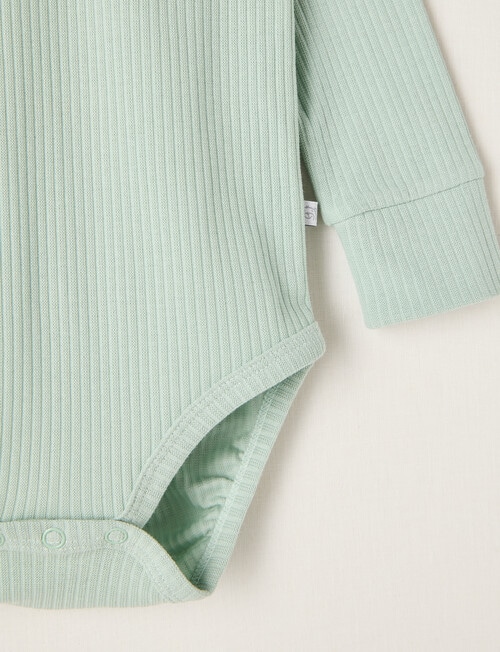 Teeny Weeny Rib Essentials Long-Sleeve Bodysuit, Light Green product photo View 02 L