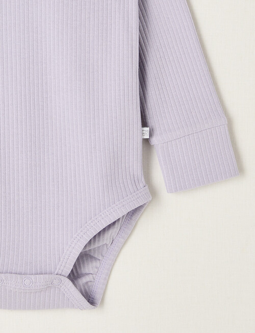 Teeny Weeny Rib Essentials Long-Sleeve Bodysuit, Lilac product photo View 02 L