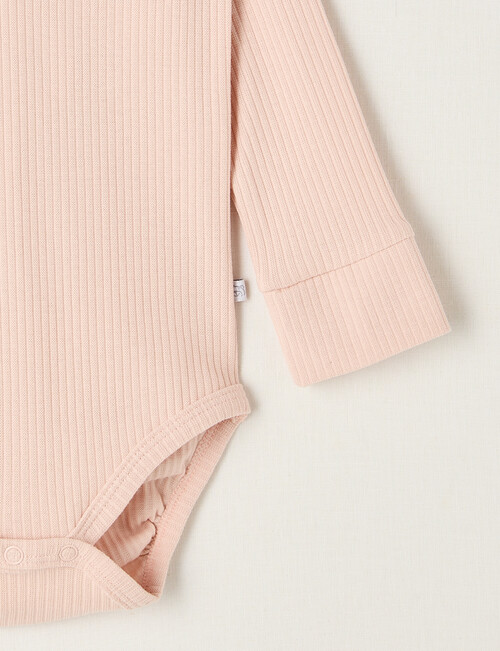 Teeny Weeny Rib Essentials Long-Sleeve Bodysuit, Light Pink product photo View 02 L