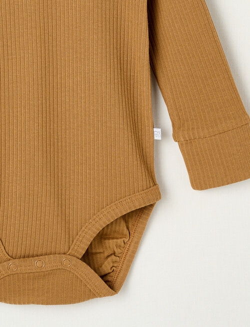 Teeny Weeny Rib Essentials Long-Sleeve Bodysuit, Brown product photo View 03 L