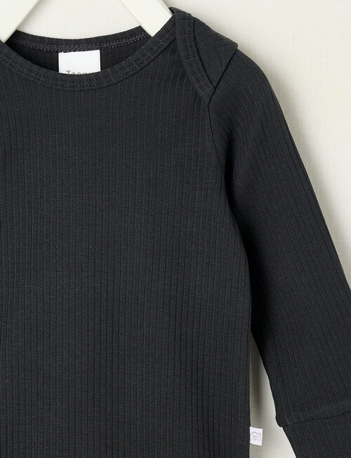 Teeny Weeny Rib Essentials Long-Sleeve Bodysuit, Charcoal product photo View 02 L