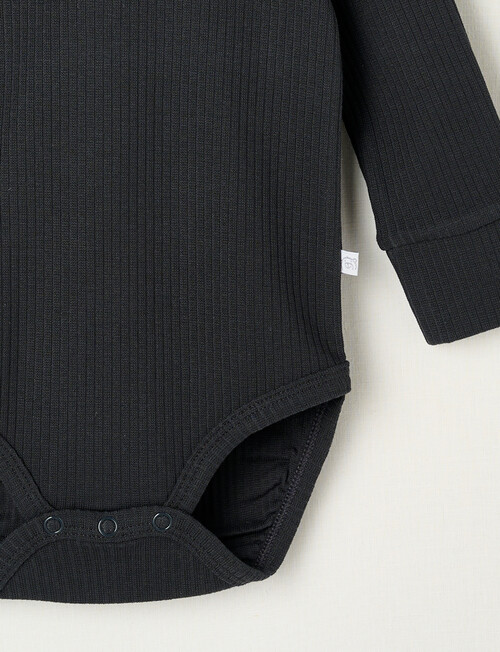 Teeny Weeny Rib Essentials Long-Sleeve Bodysuit, Charcoal product photo View 03 L