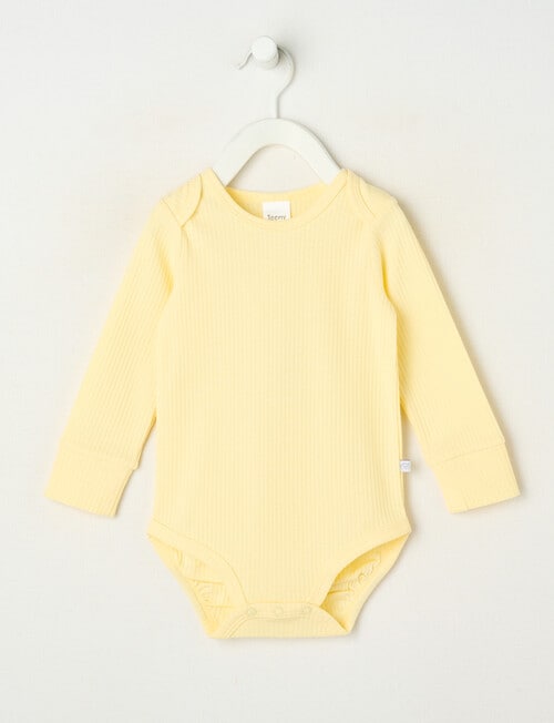 Teeny Weeny Rib Essentials Long-Sleeve Bodysuit, Lemon product photo