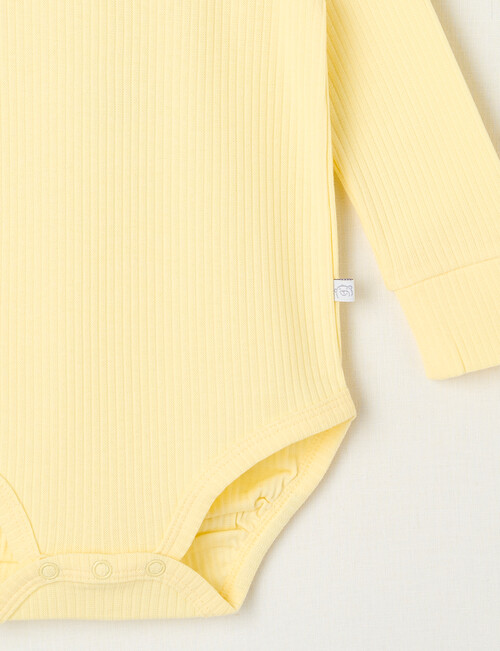 Teeny Weeny Rib Essentials Long-Sleeve Bodysuit, Lemon product photo View 03 L