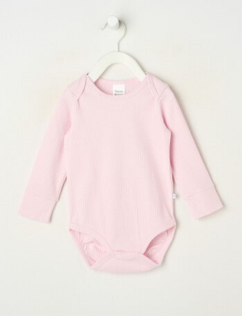 Teeny Weeny Rib Essentials Long-Sleeve Bodysuit, Pink product photo
