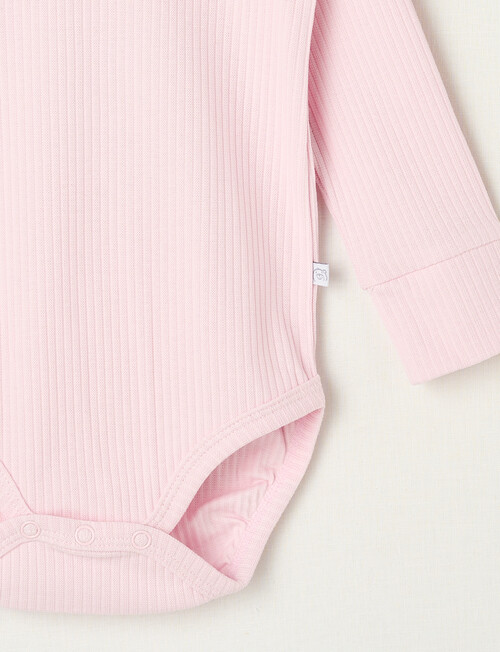 Teeny Weeny Rib Essentials Long-Sleeve Bodysuit, Pink product photo View 03 L