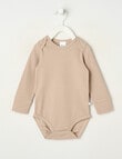 Teeny Weeny Rib Essentials Long-Sleeve Bodysuit, Taupe product photo