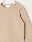 Teeny Weeny Rib Essentials Long-Sleeve Bodysuit, Taupe product photo View 02 S