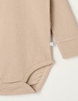 Teeny Weeny Rib Essentials Long-Sleeve Bodysuit, Taupe product photo View 03 S