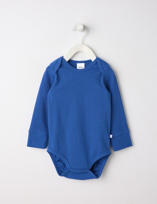 Teeny Weeny Essentials Rib Long-Sleeve Bodysuit, Electric Blue product photo