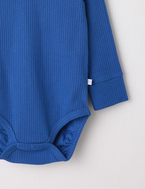 Teeny Weeny Essentials Rib Long-Sleeve Bodysuit, Electric Blue product photo View 02 L