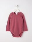 Teeny Weeny Essentials Rib Long-Sleeve Bodysuit, Raspberry product photo