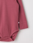 Teeny Weeny Essentials Rib Long-Sleeve Bodysuit, Raspberry product photo View 02 S