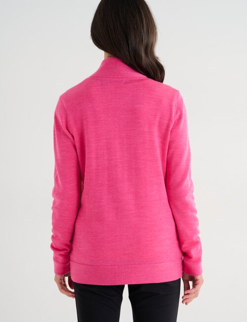 Merino Rib Zip Cardigan, Fuchsia product photo View 02 L