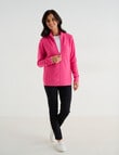 Merino Rib Zip Cardigan, Fuchsia product photo View 03 S