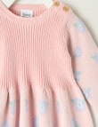 Teeny Weeny Hearts & Bows Long-Sleeve Flower Knit Dress, Pink product photo View 02 S