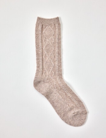 Simon De Winter Winter Warm Textured Crew Socks, Sand Marle product photo