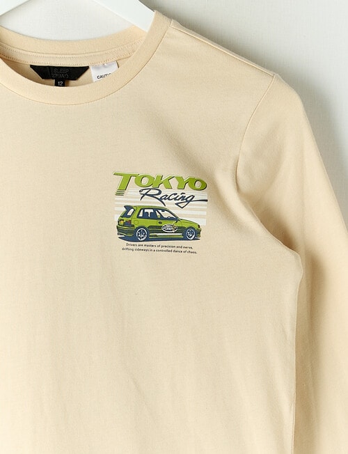 Sleep Squad Tokyo Racer Knit & Flannel PJ Set, Chalk & Sea Kelp, 8-16 product photo View 02 L
