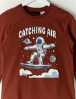 Sleep Squad Catching Air Knit & Flannel PJ Set, Brown & Blue, 8-16 product photo View 02 S