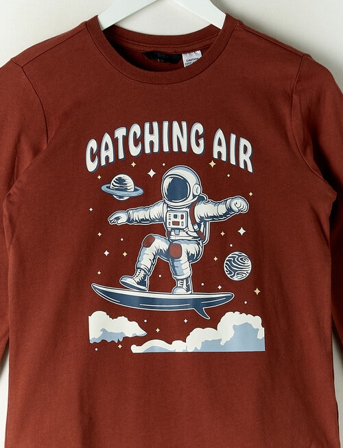 Sleep Squad Catching Air Knit & Flannel PJ Set, Brown & Blue, 8-16 product photo View 02 L