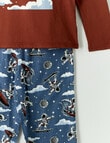 Sleep Squad Catching Air Knit & Flannel PJ Set, Brown & Blue, 8-16 product photo View 03 S
